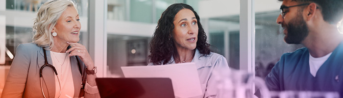 clinical researchers in a discussion 