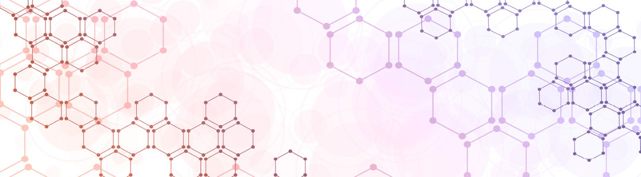 connected purple and orange hexagons 