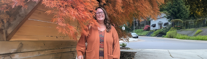 Belinda under fall leaves