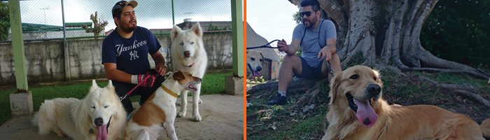 Esteban with his dogs