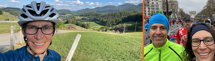 images of Simone biking and running 