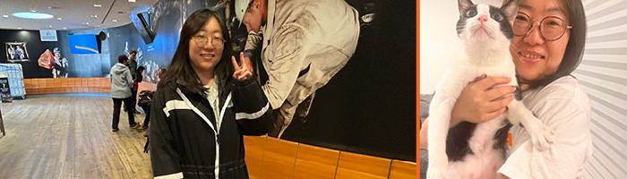 pictures of Winnie at work and with her cat