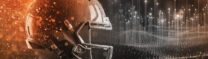 a football helmet with a digital shimmer
