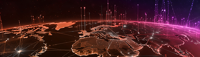 Globe with dynamic rays, representing the expansion of high-quality multilingual content and global communication powered by AI translation. 