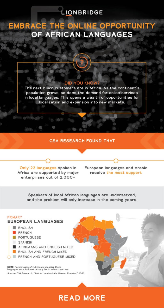 Infographic on embracing the online opportunity of African languages