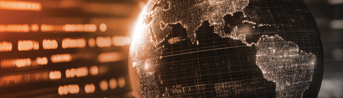 lit up, digitized globe