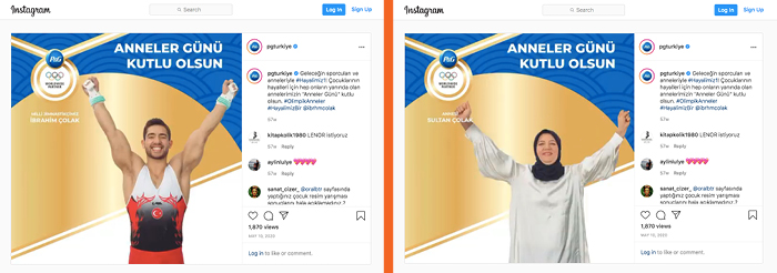 localized Instagram advertisement related to Olympics with man and woman holding hands above their heads celebrating