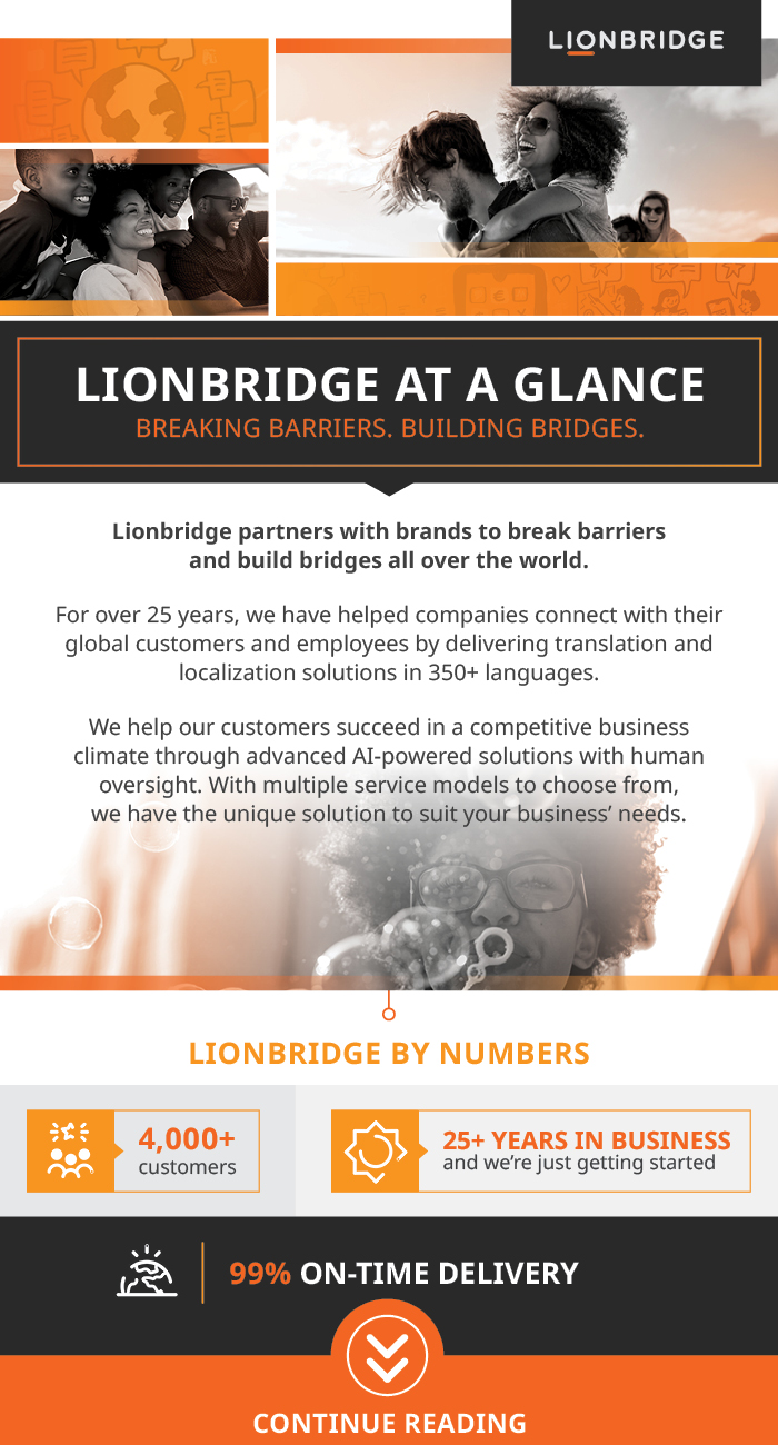 Continue reading snip of lionbridge overview infographic
