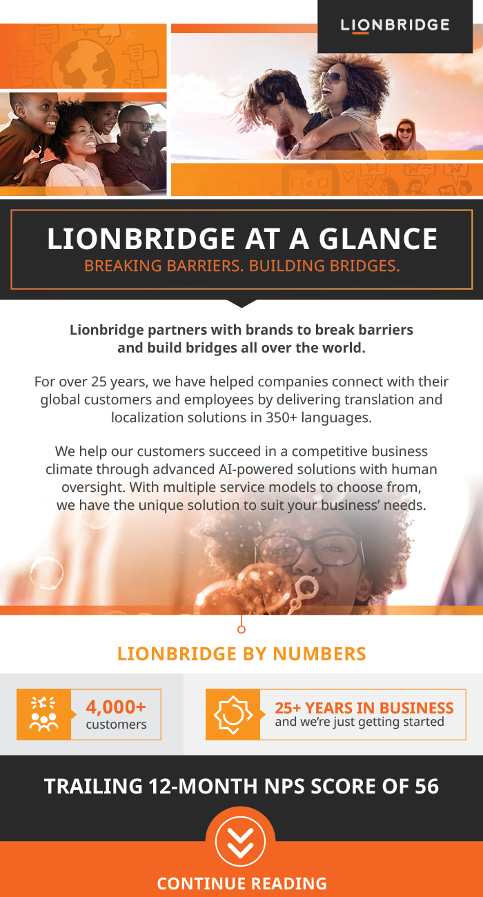 Continue reading snip of lionbridge overview infographic