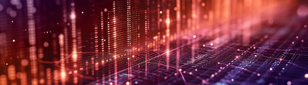 Streams of data and light over a motherboard image 