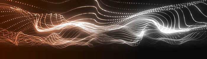 A geographic pattern overlays a cityscape at night