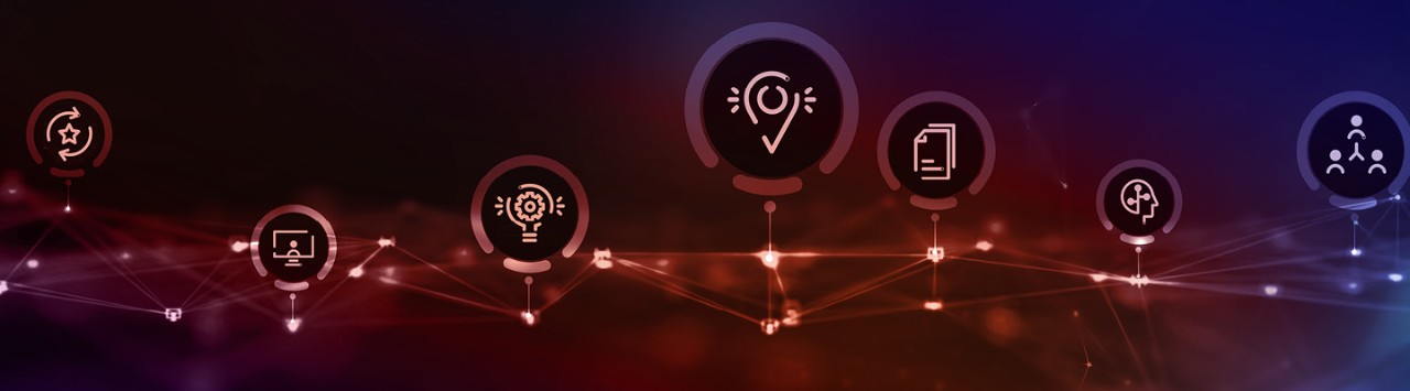 3 icons of light bulb, location, files 