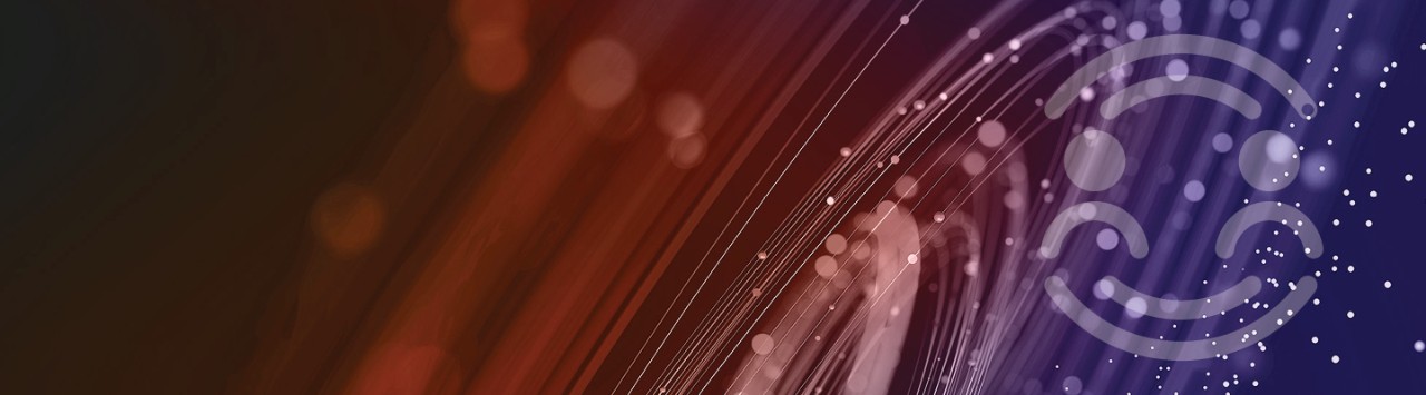 icon for interpreting on an orange and purple swirling background 