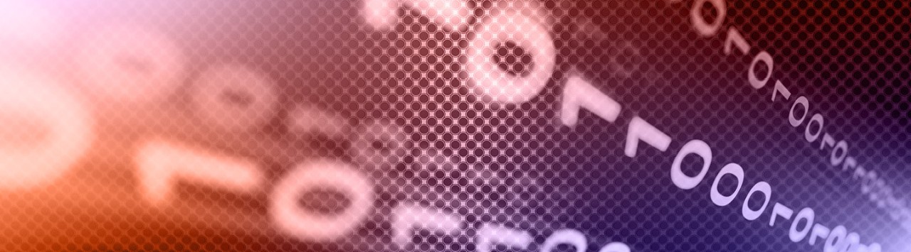 binary numbers on orange and purple background