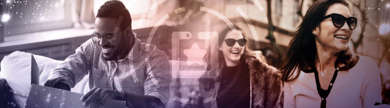 Consumers smiling while shopping