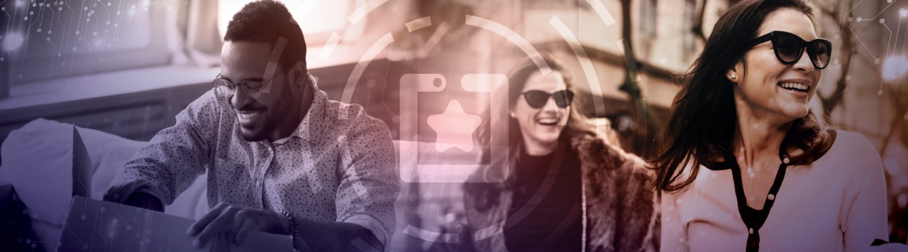 Consumers smiling while shopping