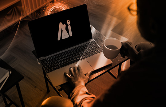 Person working from home on their laptop