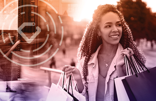 Happy luxury goods shopper