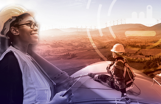 Professionals working on machines