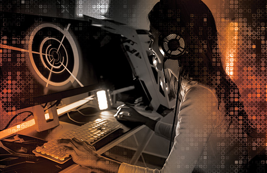 Happy gamer playing games