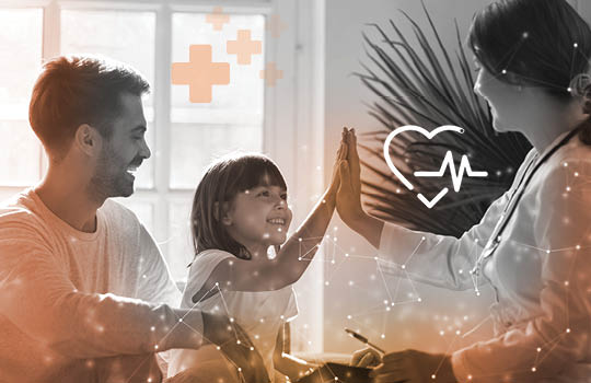 Young trial participant and clinical researcher interacting