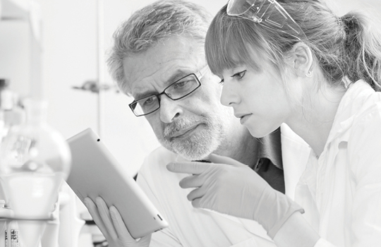 Two scientists working in a lab