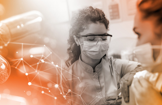 Technician administering a shot to a patient