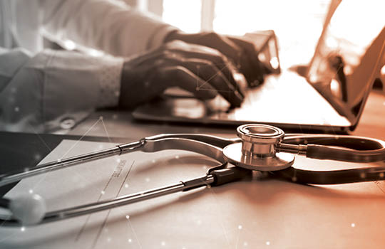 Clinical researchers entering data