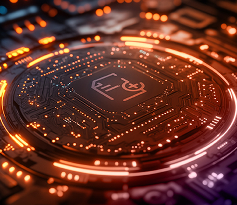 digital motherboard design with a document icon