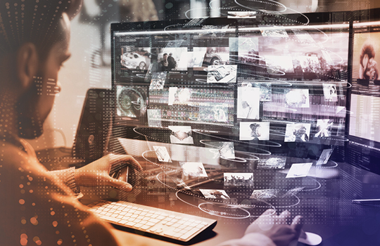 person engaging with a variety of content