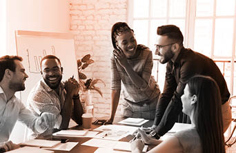 Employees meeting in office