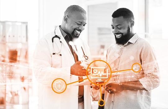 Doctor and patient discussing clinical research trials