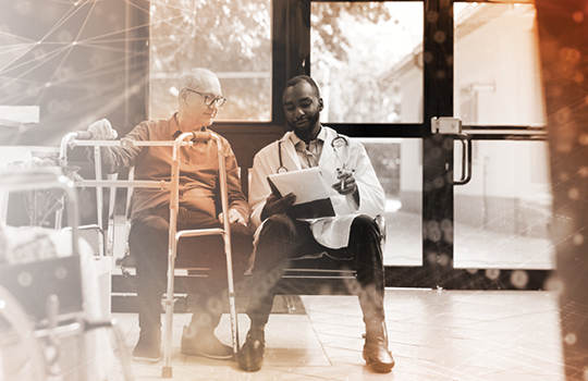 A doctor discusses test results with a patient.