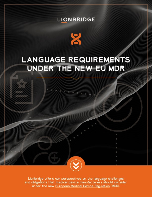 The cover of a whitepaper about language requirements for the EU MDR.