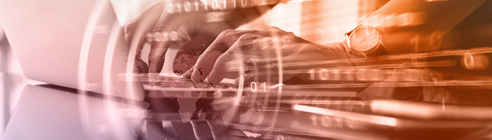 Representación abstracta de movimiento dinámico con código binario, que simboliza la posedición con IA.