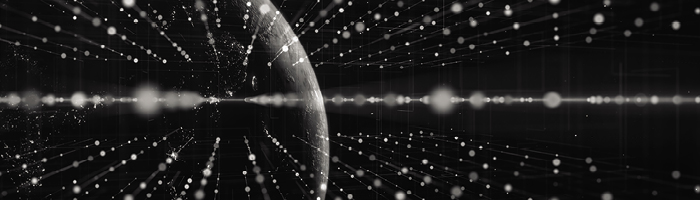Circles of light create line segments on dark background.