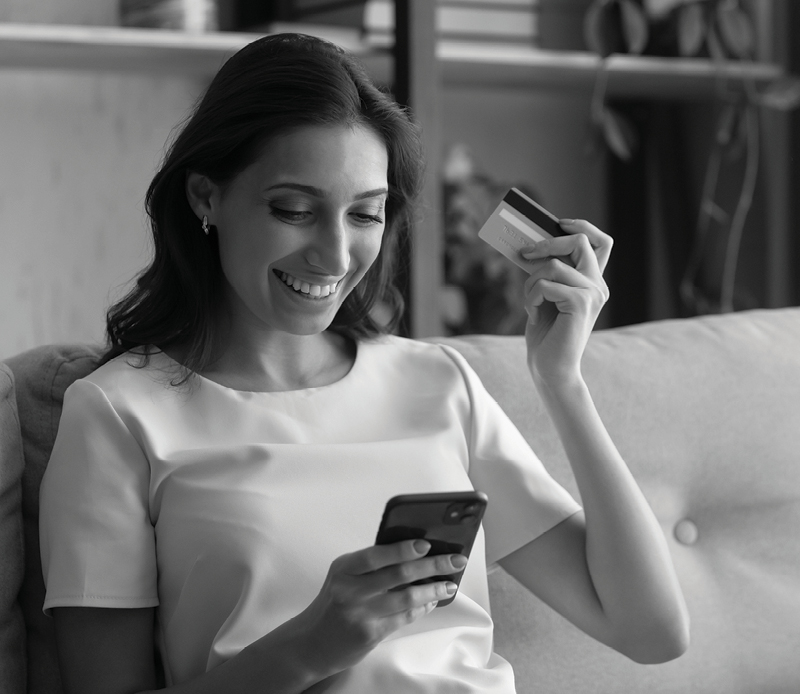 Person making a virtual credit card payment