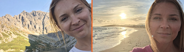 Klaudia en camping dans différents lieux 