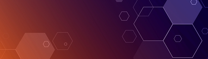 hexagones reliés sur du violet et de l'orange 