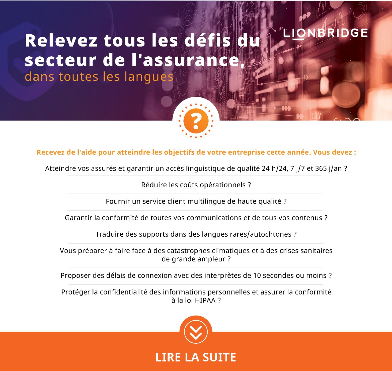 Téléchargez notre infographie sur l'interprétation et la traduction pour le secteur de l'assurance 