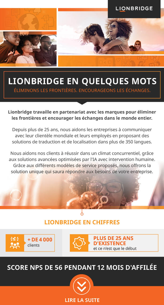 Lire un extrait de l'infographie de présentation de Lionbridge 