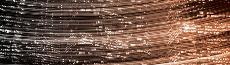 Busy city night scene with bright lights