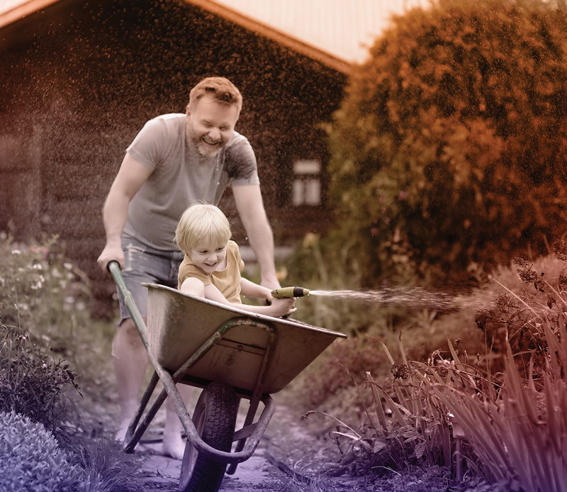 Happy family hugging