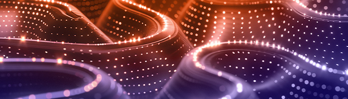 Onde digitalizzate in arancione e viola