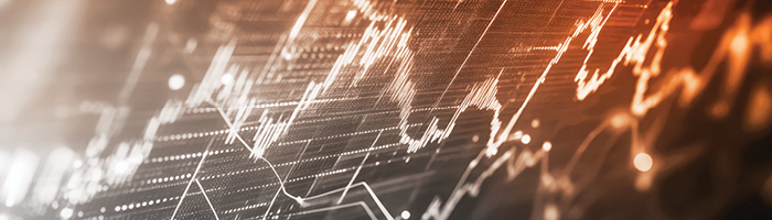 Grafico di dati digitalizzati viola e arancione