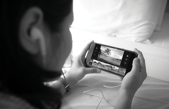 Person watching a video on a mobile device