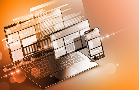 laptop with multiple digital screens