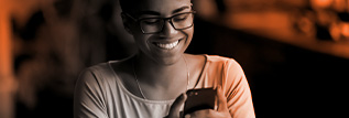 Smiling person on phone