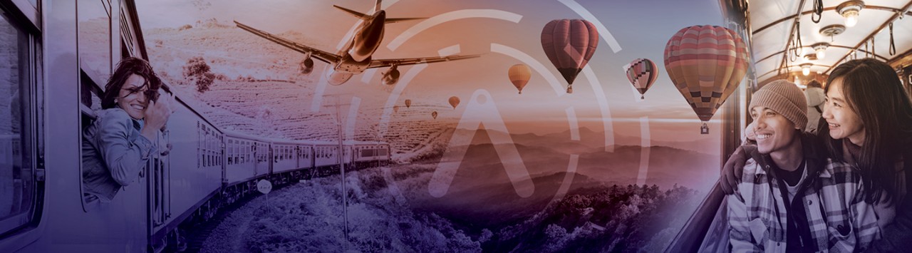 Persone felici che viaggiano per il mondo