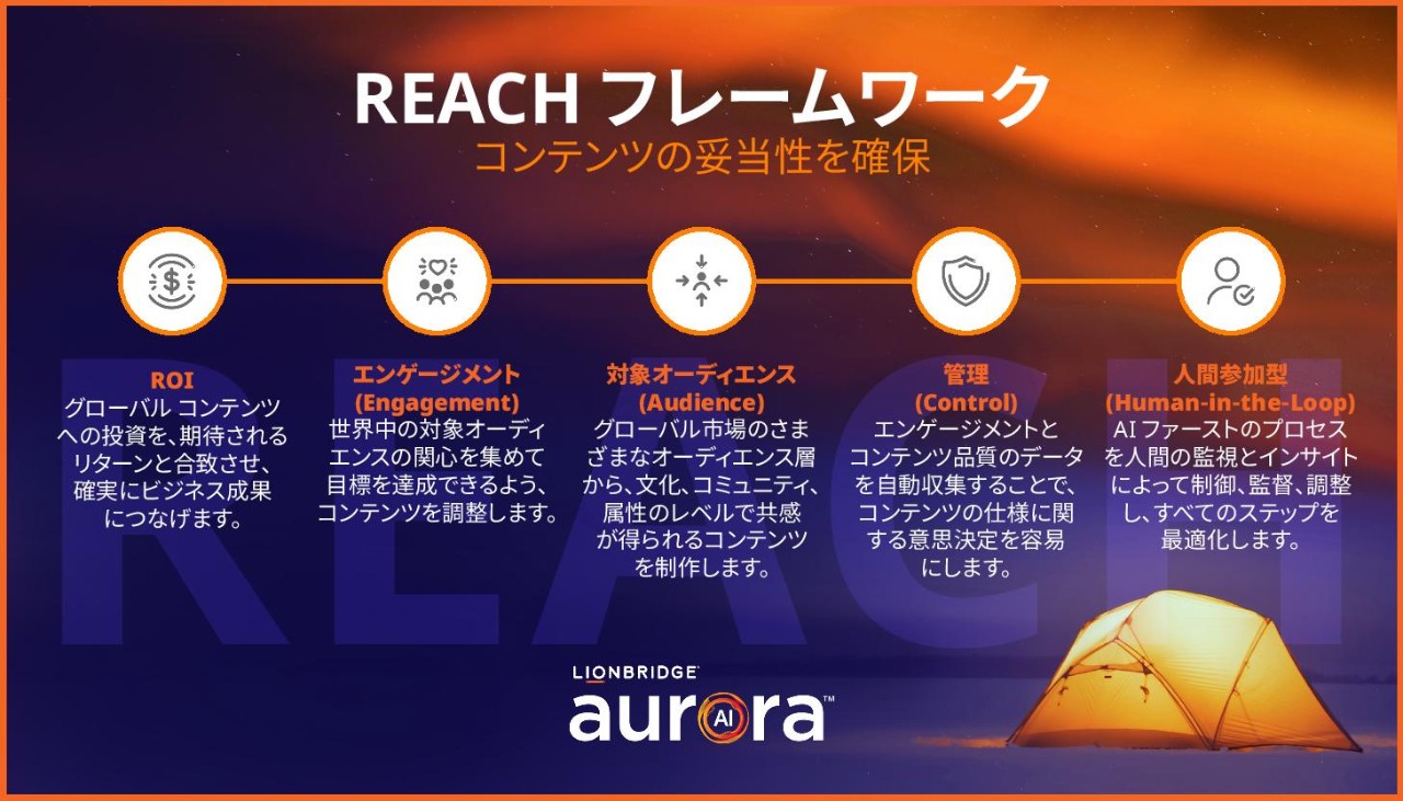 ライオンブリッジの REACH フレームワークの要点をまとめたグラフィック。